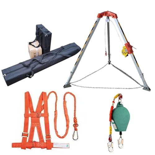 Fire Rescue Tripod Set, Aluminum Confined Space Emergency Rescue Tripod for Well/Underground Pipe/Tunnels, 1200 1800 2600 LBS Winch Lifting Equipment(1200LBS Tripod Set)