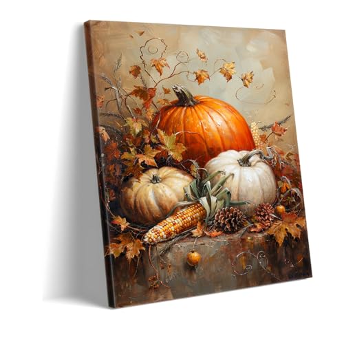 Toile citrouilles d'automne rustique pour décoration de salon chic