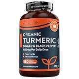 Nutravita Curcuma Bio con Piperina e Zenzero 1440 mg - 180 Capsule Vegane (3 Mesi) - Curcuma in Polvere ad Alto Dosaggio con Curcumina Attiva - Integratore di Turmeric - Prodotto nel Regno Unito