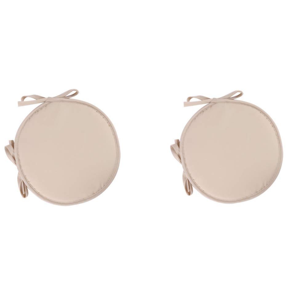 DADA Chair Seat Pads,Round Tie-On Dinging Chair Cushion Kitchen Dining,Pack of 2(38x2cm) (beige)
