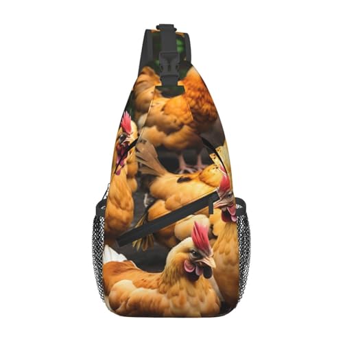 Mochila bandolera MyPiky con estampado de gallinas