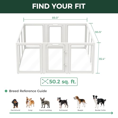Image of FXW AuraSpace Acrylic Indoor Dog Playpen for Medium Dogs, 35 Inch, 12 Panels, White