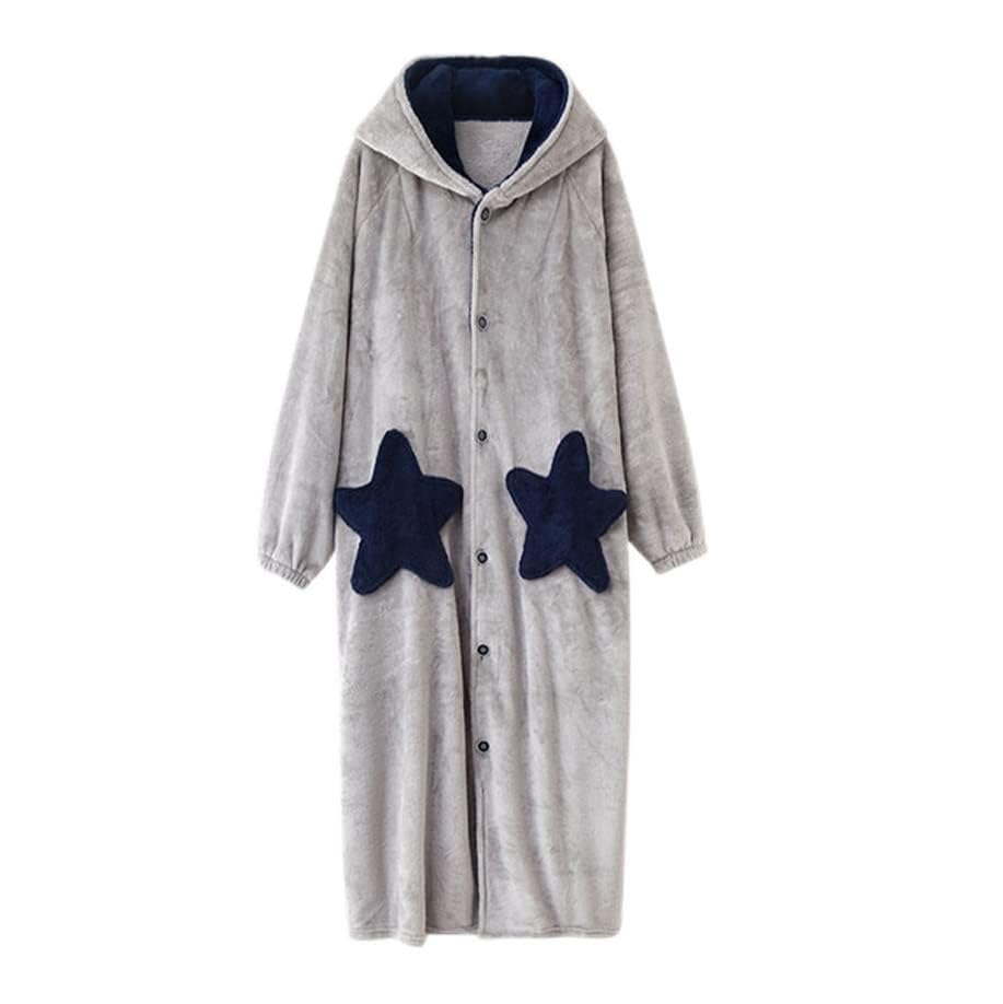Nightgown Men's Winter Flannel Thickened Plush Bathrobe Coral Velvet Gown Nightgown Women's Coat