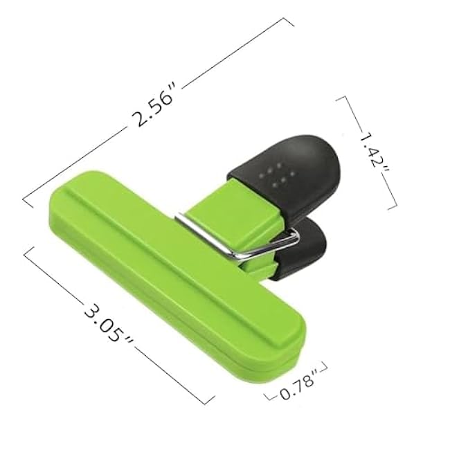 Green Clips Of 6 Pcs 2.95 Magnetic Bag Clips and 6 Pcs 3.05 Plastic Bags Clips for Food Storage, Kitchen Clips, Clips for Food Packages, Snack Clips