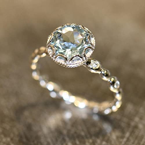 HCMA Bagues en Argent Topaze Bleue de synthèse pour Femmes Bague de Pierres précieuses Mode...