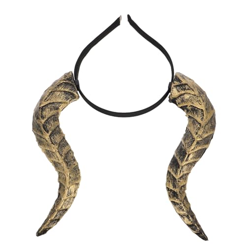 DOITOOL Diadema de Cuernos Dorados para Halloween Accesorio de Cosplay para Disfraz Diadema Ligera de Cuerno de Buey para Fiesta Temática y Sesión de Fotos