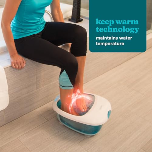 HoMedics Fußbad mit Massagefunktion - Premium Spa Deluxe Fußbadewanne mit Massage & Wärme, Fußsprudelbad für die Füße - Inkl. Hydro-& Vibrationsmassage, 4 Lufteisen, 2 Pediküre-Einsätze - Bis Gr. 47