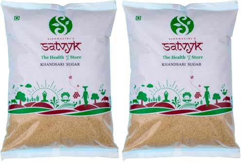 Image of S Siddhagiri's SATVYK THE HEALTH re STORE Siddhagiri's Satvyk Organic Unrefined Desi Khandsari Sugar -Raw, Natural & Unprocessed. (Set of 5 (1kg Each)(Total 5kgs)) (Pack of 2)