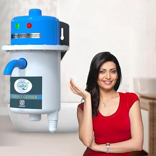 Image of CAPITAL Instant Water Geyser 1 L | Portable Instant Water Heater | ABS Shockproof Body | Auto Safety Cut-Off | Fast Heating for Home, Office, Restaurant & Kitchen Use (Blue-White)