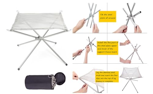 Foyer de camping portable en acier inoxydable durable avec maille de rechange premium