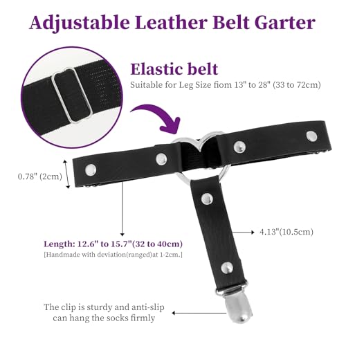 Styquenzer Cintas-liga de coxa para mulheres, cintas-liga de coração, de couro antiderrapante, cinta