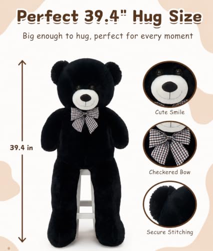 Image of MaoGoLan 39 inch Black Teddy Bear Stuffed Animal,Fluffy Plush Gift for Kids