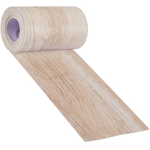 Image of GORGECRAFT Wood Grain Tape 3.94 inch x 33 feet Self-Adhesive Realistic Wood Duck Tape Textured Furniture Grain Repair Patch for Tables Chairs Windows Floors Renovation Home Decor Seashell Color