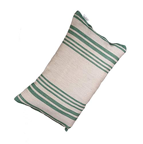 FinTec gestreiftes Saunakissen Streifen grün I 400 x 200 mm | 70% Leinen 30% Baumwolle & 100% Polyester-Hohlfaser I Waschbar I Atmungsaktiv I Hygienisch