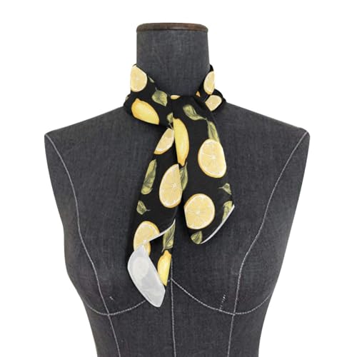Women's Square Silk Hair Scarves and Wraps Headscarf Lemons Black Head Neck Scarf Bandana 24inch3