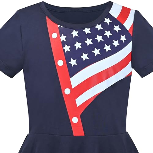 Image of Sunny Fashion Girls Dress Colorful Striped Knitted Cotton Stretch School