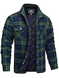 MAGCOMSEN Men's Flannel Shirt Jacket with Quilted Lined Long Sleeve Button Down Plaid Jacket Insulated Flannel Shacket for Winter
