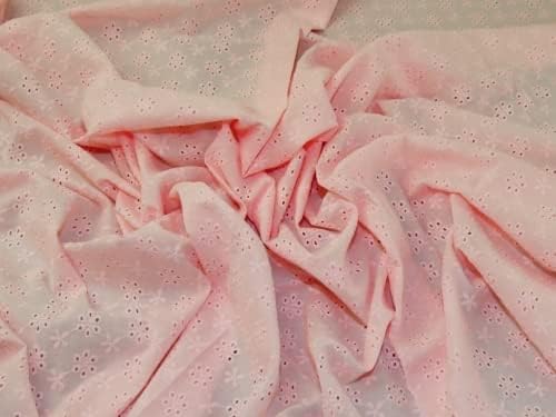 Minerva Tela de algodón bordada rosa - por yarda