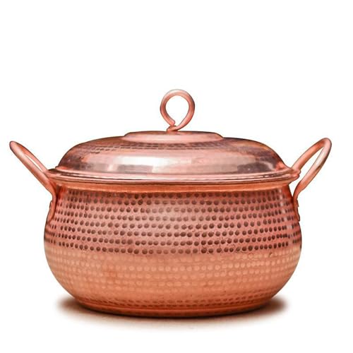 LD HuYY Handcrafted Hammered Copper Cookware Set - Ideal for Copper Chef - Pots and Pans, Size