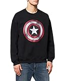  Marvel Avengers Captain America Distressed Shield Sudadera, Negro (Black Blk), 42 (Talla del Fabricante: X-Large) para Mujer