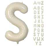 Lausatek アルファベット レター バルーン S 英語 文字 40インチ アルミ風船 大きい 組み合わせ 誕生日 バースデー 飾り付け イベント 記念日 パーティー 約90cm くすみホワイト