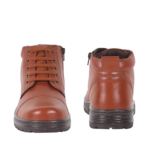 Image of Liberty Warrior 7190-166 Police Boots for Men, Genuine Leather, Single Density PU Sole, Hard Toe, Light Weight, Black & Tan, Sizes-5UK-12UK