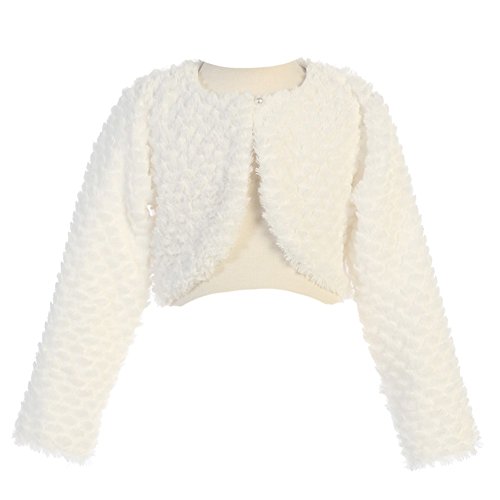 Lito Big Girls Ivory Long Sleeve Single Button Faux Fur