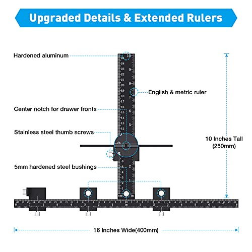 Neitra Cabinet Hardware Jig, Adjustable Drill Guide For Accurate Installation Of Door And Drawer Front Handles And Knobs Punch Locator Wood Drilling Doweling Templates Jig Tool #TOP4