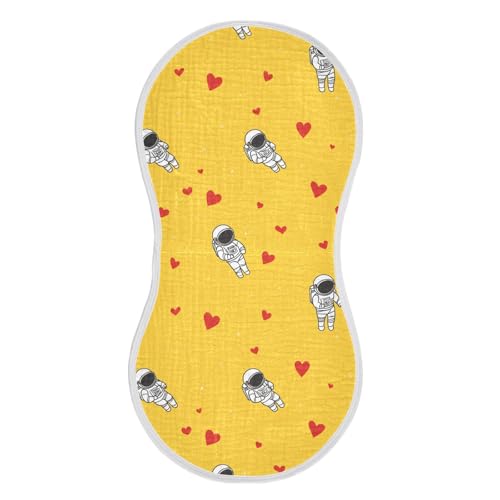 Cartoon Cute White Astronaut Love Cotton Baby Burp Cloth Soft Touch wash Cloths for Set of 2, 22x11in2