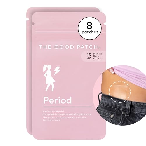 the good patch period patch with hemp for cramps sustained release for up to 12 hours natural patch with hemp black cohosh plant powered wearable wellness 8 total patches