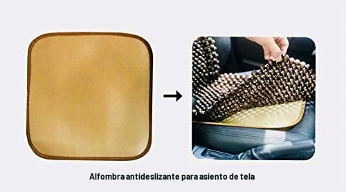 Funda de asiento con cuentas de madera natural y diseño cuadrado 5
