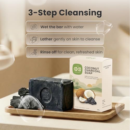 Image of Activated Charcoal Soap 125g (Pack of 2) | Handmade with Aloe Vera | Natural Herbal Soap for Acne & Oily Skin | Anti Aging Detox Face & Body Soap for Men & Women