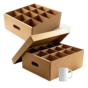 Cup & Mug Moving Boxes for Short Coffee Mugs, Tea Cups & Glassware Storage