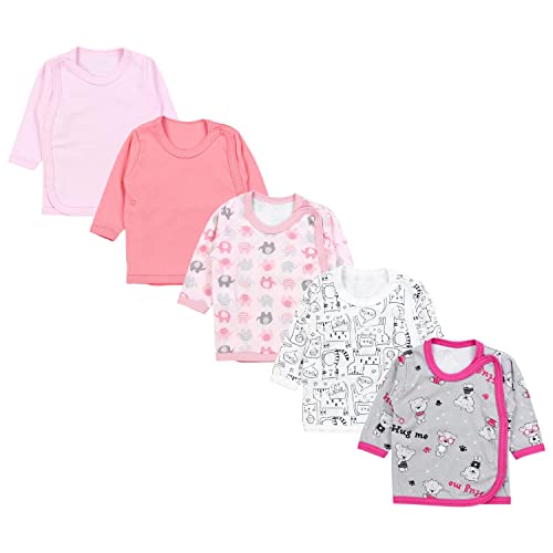TupTam Camisetas de Manga Larga para Bebé Niña Pack de 5, Mix de Colores 2, 74