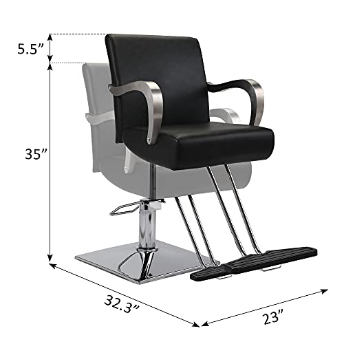 Jaxpety Hydraulic Barber Salon Chair For Hair Salon 360° Rolling Swivel Hair Styling Chair With Footrest And Silver Square Base, All Purpose Beauty Spa Equipment(Black) #TOP2
