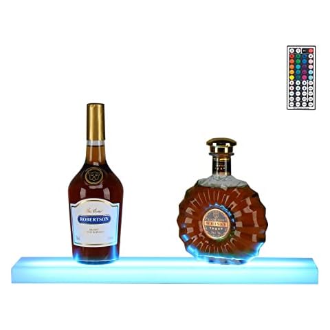 ROVSUN 1 Step 20 Inch Wall Mounted LED Lighted Liquor Bottle Display Shelf Bar Shelf with Remote Control, Illuminated Liquor Shelves LED Bar Shelves for Commercial Home Man Cave Bar Accessories Cover