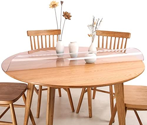 AimerGro 20 Inch Clear Plastic Table Cover Round Set of 2 Vinyl PVC Dining Table Pad Protector Crystal Tablecloth for Wood Furniture Topper Waterproof Heat Resistant Coffee Table Protector Cover