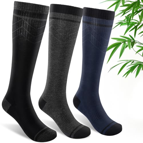 SONORAN Bamboo Viscose Compression Socks for Women & Men (3 Pairs) 15-20 mmHg Knee High Support for Nurses
