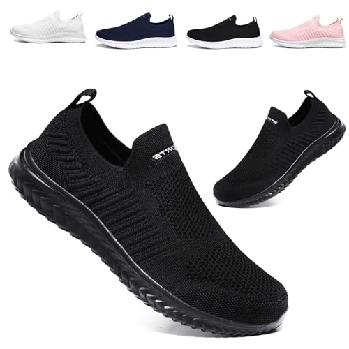 Zapatillas Deportivas Mujer Hombre Zapatillas de Running Ligero Calzado Transpirables Gimnasio Casual Sneakers Zapatos para Correr Cómodo Atlético Negro 42EU