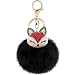 JOUDOO Rabbit Ball Keychain with Rhinestone Fox Head Keyring GJ-001 (Black 1)