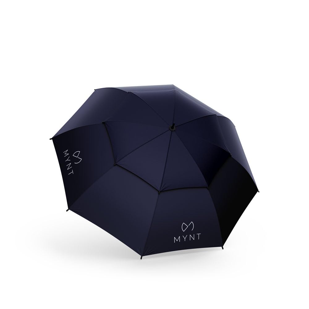 MYNT Pro Rain - Parapluie de golf automatique XXL (diamètre 150 cm) avec protection UV - Double baldaquin - Pour homme et femme - Fibre de verre - Résistant aux tempêtes - Grand