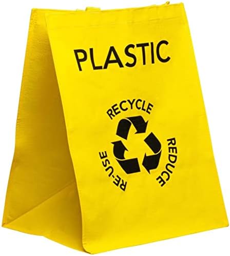 FAQRAH Set of 3 Large Multicoloured Heavy Duty Reusable Recycle Bags 53L with Handles and Secure Attachments - Separate Your Household Waste and Recycling Bags for Glass Paper and Plastic