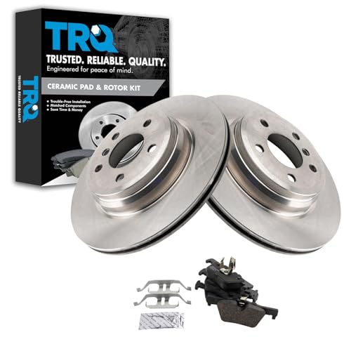 Image of TRQ Rear Brake Pad and Rotor Set Ceramic Vented Rotors | For 2015-2016 BMW 328i 328ix 428i 428ix 2016-2020 430i Gran Coupe 430ix