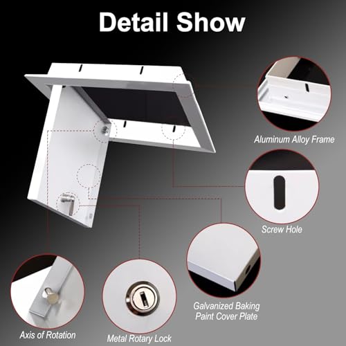 Panel de acceso con cerradura 15x35cm en metal blanco para techos 5