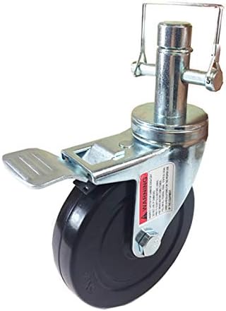 5" Scaffold Rolling Tower Caster 1 Inch Round stem Hard Rubber Wheel Caster (1 PC)