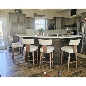 Farmhouse 30'' Extra Tall Bar Stools Set of 2 Modern Counter Height Barstools with Backs Rustic Wood Bar Stools Linen Upholstered Counter Chairs Kitchen Island Stool Chairs with Wood Frame, Beige Farmhouse 30 Extra Tall Bar Stools Set of 2 Modern Counter Height Barstools with Backs Rustic Wood Bar Stools Linen Upholstered Counter Chairs Kitchen Island Stool Chairs with Wood Frame Beige