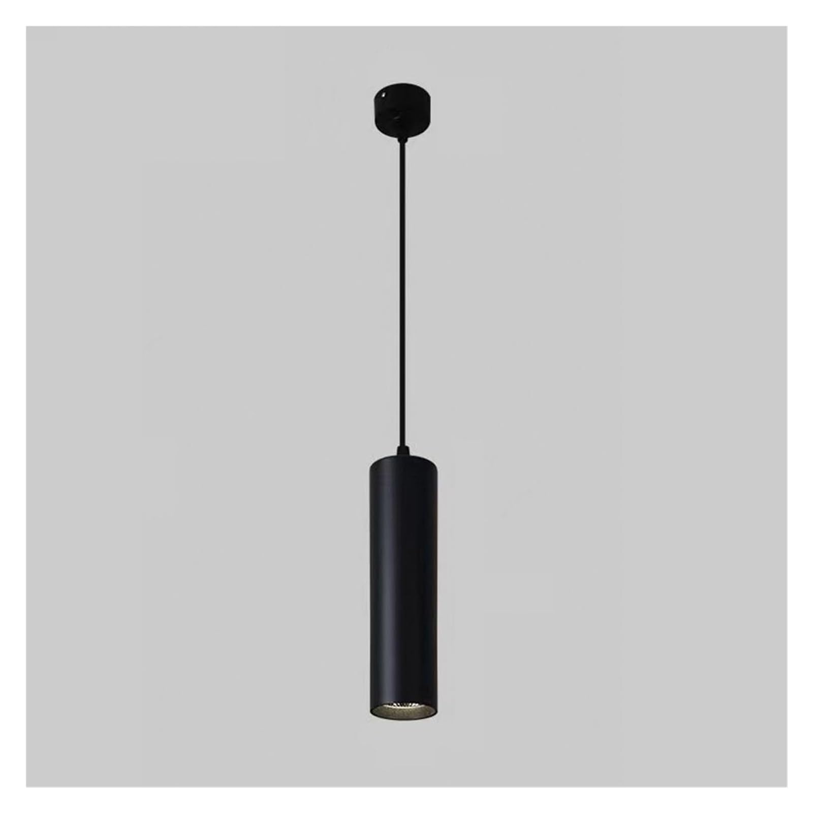 Lámpara colgante moderna negra de cilindro y foco de tubo largo minimalista 8