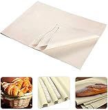 Panngu 2 Pieza de Lino para Preparar la Masa, paño de Lino para el Pan, Toalla de Masa de Lino 100% Natural, Accesorio para Hornear Pan Premium para fermentación - [77 x 45cm, 45 x 36cm]
