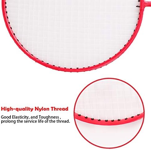 Kids Badminton, Badminton Rackets Set of 2 Lightweight, Child Badminton Set for Garden, Toddler Badminton Toy Age 6 7 8 9 10 with Short Handle, 2 Shuttlecocks