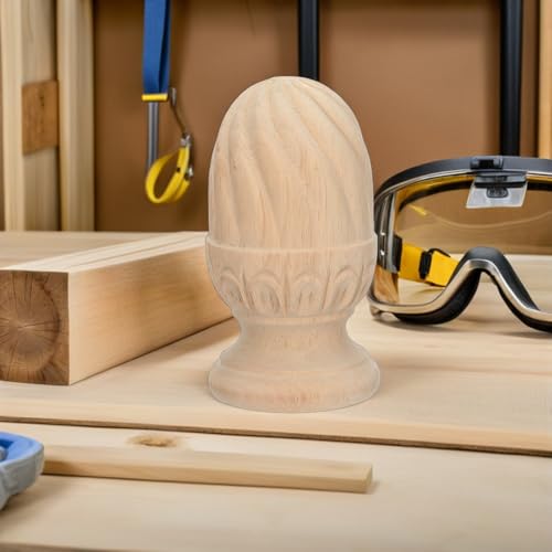 Remate de madera de piña sin terminar HOOTNEE para columnas de barandillas 5